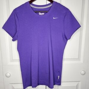 Nike Dri-Fit T Shirt Women Size L Purple Short Sleeve Moisture Wick Cotton Blend